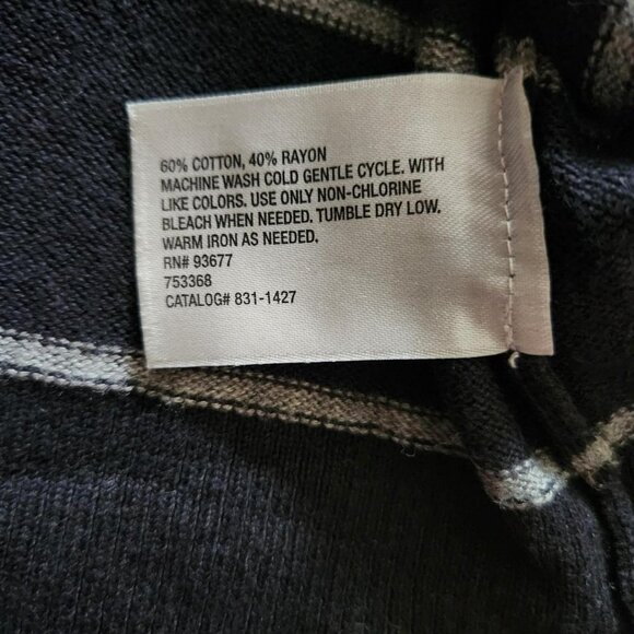 WORTHINGTON Vintage Short Sleeve Cardigan Striped Sweater Black & Grey Sz S - Picture 8 of 8